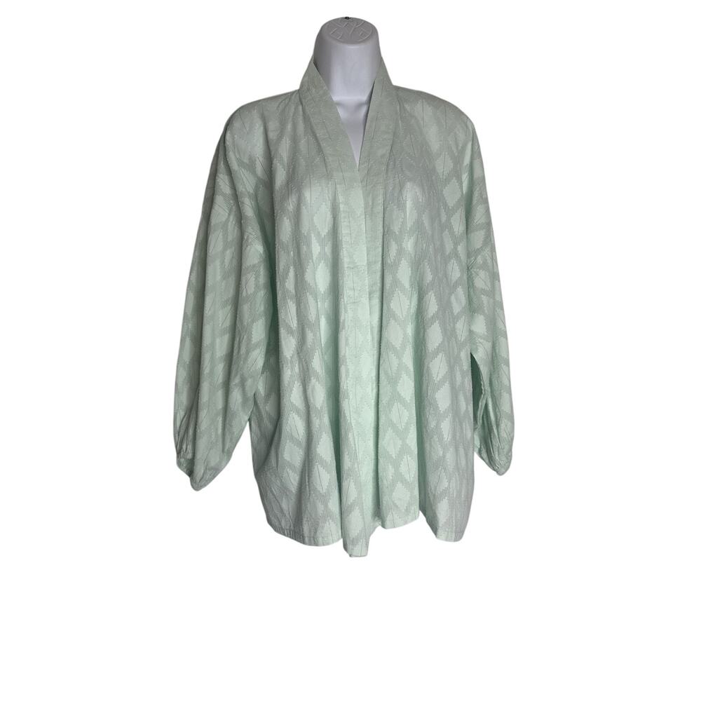 NWT Vita Grace Luna Applique Cotton Kimono Wrap Mint Green layering Feminine Sm